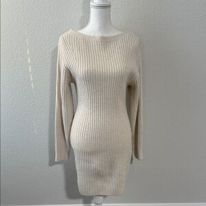 H&M Cream Long Sleeve Knit Dress